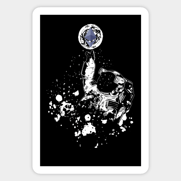 Ethereum Decentralized Crypto To The Moon Astronaut Sticker by UNDERGROUNDROOTS